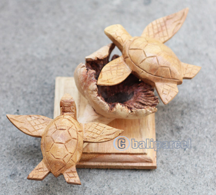Wooden 2 Turtle With Parasite Wood