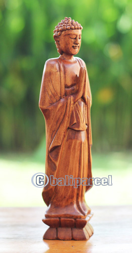 Wooden Buddha, Handmade From Waru Wood