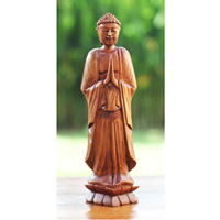Wooden Buddha, Handmade From Waru Wood
