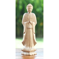 Wooden Buddha, Handmade From Waru Wood