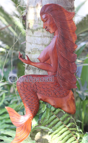 Wooden Wallhanging Mermaid Handmade From Suar Wood