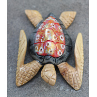 Wooden Turtle With Painted, Handmade From Albesia Wood