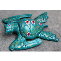 Wooden Turtle With Painted, Handmade From Albesia Wood