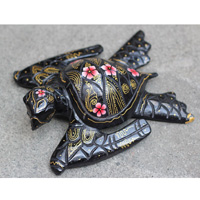 Wooden Turtle With Painted, Handmade From Albesia Wood