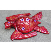 Wooden Turtle With Painted, Handmade From Albesia Wood