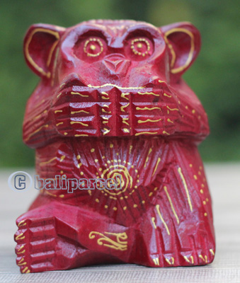 Wooden Monkey With Painted Handmade From Albesia Wood