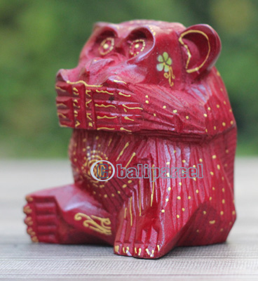 Wooden Monkey With Painted Handmade From Albesia Wood