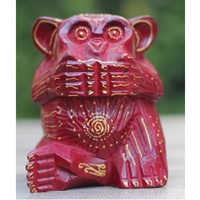 Wooden Monkey With Painted Handmade From Albesia Wood