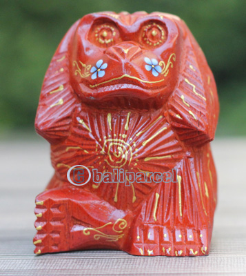 Wooden Monkey With Painted Handmade From Albesia Wood