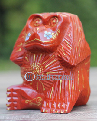 Wooden Monkey With Painted Handmade From Albesia Wood