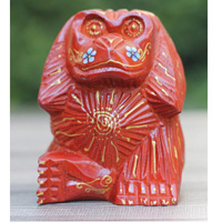 Wooden Monkey With Painted Handmade From Albesia Wood