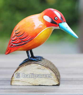 Wooden Bird With Painted, Handmade From Albesia Wood