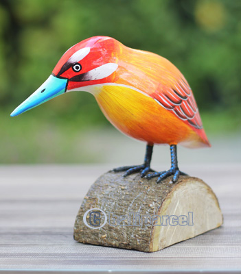 Wooden Bird With Painted, Handmade From Albesia Wood