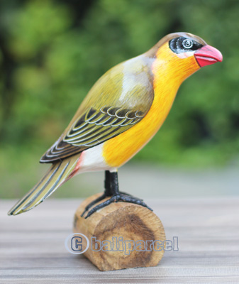 Wooden Bird With Painted, Handmade From Albesia Wood