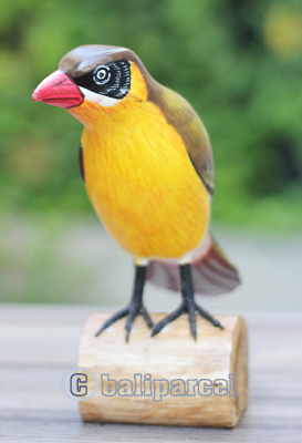 Wooden Bird With Painted, Handmade From Albesia Wood