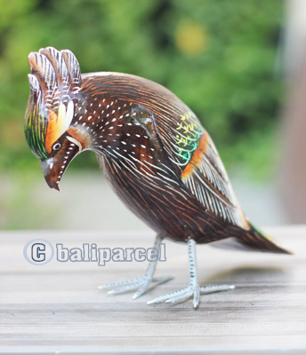 Wooden Bird With Painted, Handmade From Albesia Wood