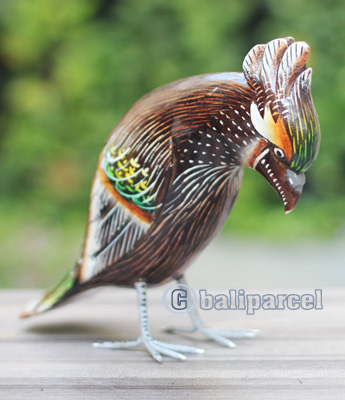 Wooden Bird With Painted, Handmade From Albesia Wood