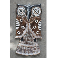 Wooden Wallhanging Owl With Painted, Handmade From Albesia Wood
