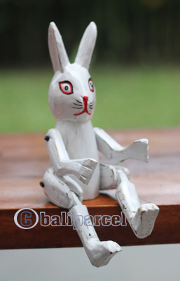 Wooden Rabbit With Painted, Handmade From Albesia Wood