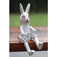 Wooden Rabbit With Painted, Handmade From Albesia Wood
