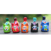 Wooden Cat With Painted, Handmade From Albesia Wood