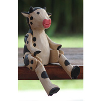 Wooden Cow With Painted, Handmade From Albesia Wood