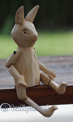 Wooden Rabbit With Painted, Handmade From Albesia Wood