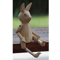 Wooden Rabbit With Painted, Handmade From Albesia Wood
