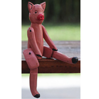 Wooden Pig With Painted, Handmade From Albesia Wood