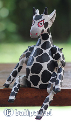 Wooden Giraffe With Painted, Handmade From Albesia Wood
