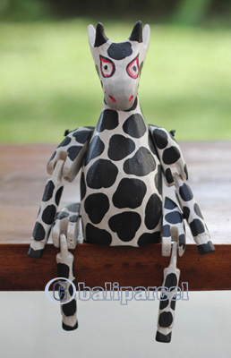 Wooden Giraffe With Painted, Handmade From Albesia Wood