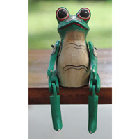 Wooden Frog With Painted, Handmade From Albesia Wood