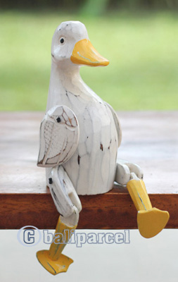 Wooden Duck With Painted, Handmade From Albesia Wood