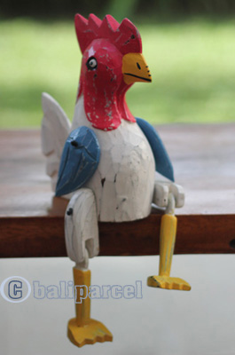 Wooden Chicken With Painted, Handmade From Albesia Wood