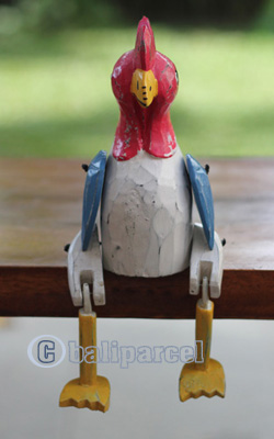 Wooden Chicken With Painted, Handmade From Albesia Wood