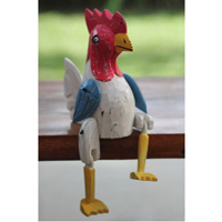 Wooden Chicken With Painted, Handmade From Albesia Wood