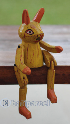Wooden Cat With Painted, Handmade From Albesia Wood