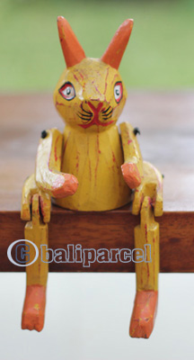 Wooden Cat With Painted, Handmade From Albesia Wood