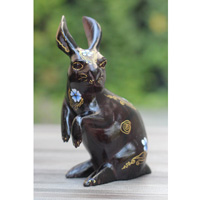 Wooden Rabbit With Painted, Handmade From Albesia Wood