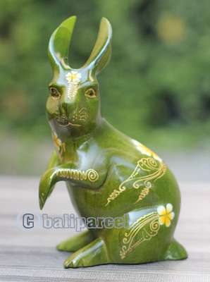 Wooden Rabbit With Painted, Handmade From Albesia Wood
