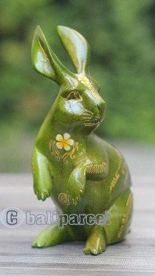 Wooden Rabbit With Painted, Handmade From Albesia Wood