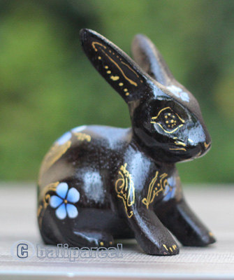 Wooden Rabbit With Painted, Handmade From Albesia Wood