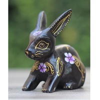 Wooden Rabbit With Painted, Handmade From Albesia Wood