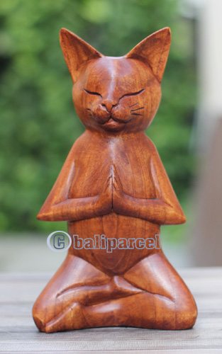 Wooden Cat, Handmade From Hibuscus Wood
