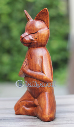 Wooden Cat, Handmade From Hibuscus Wood
