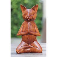 Wooden Cat, Handmade From Hibuscus Wood