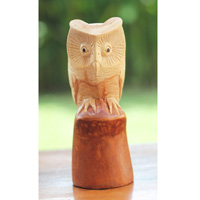 Wooden Owl, Handmade From Hibiscus Wood
