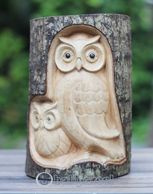 Wooden Owl, Handmade From Jempinis Wood