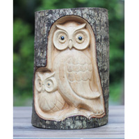 Wooden Owl, Handmade From Jempinis Wood