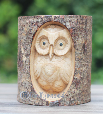 Wooden Owl, Handmade From Jempinis Wood